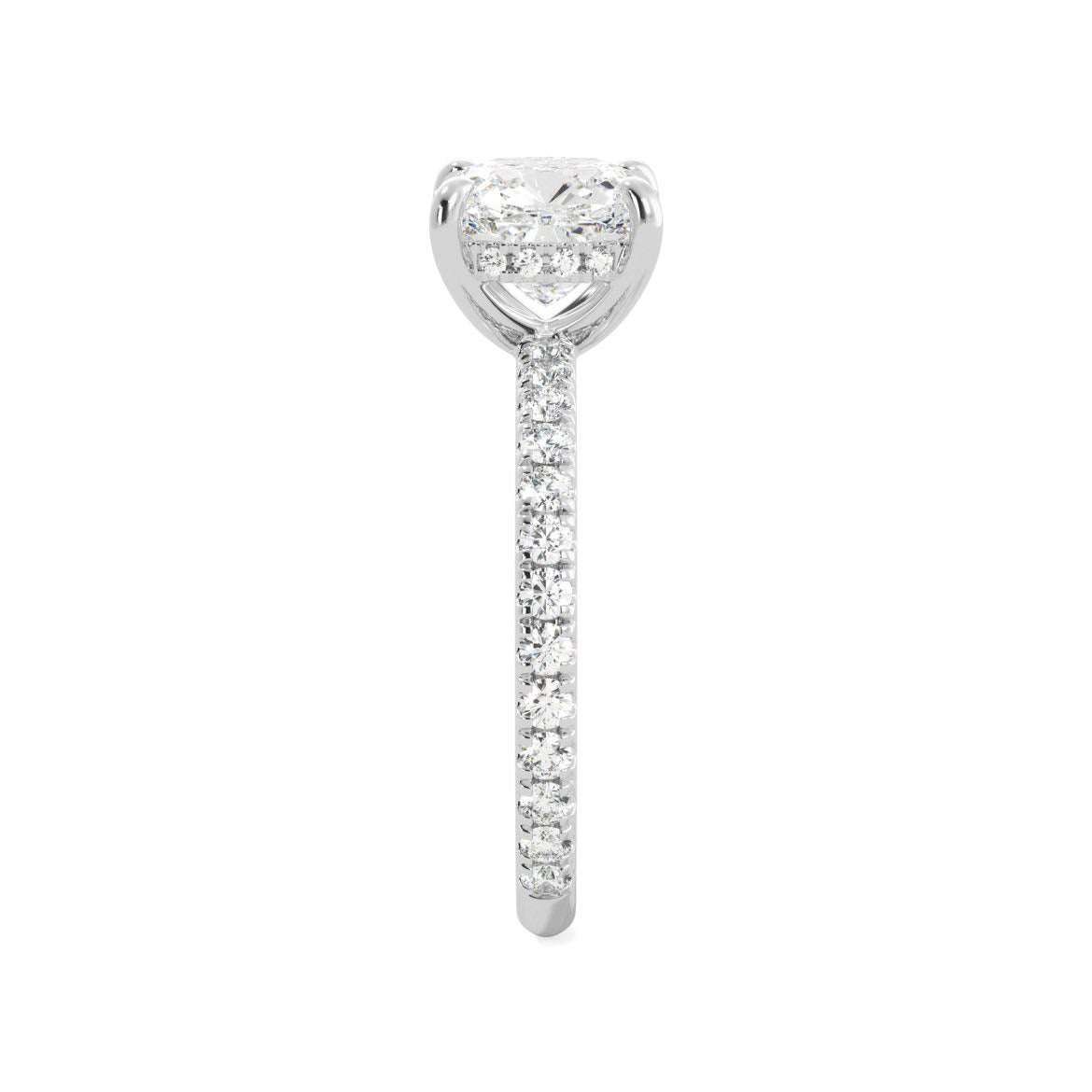 Cushion Cut Diamond Pavé Hidden Halo Engagement Ring - Balacia