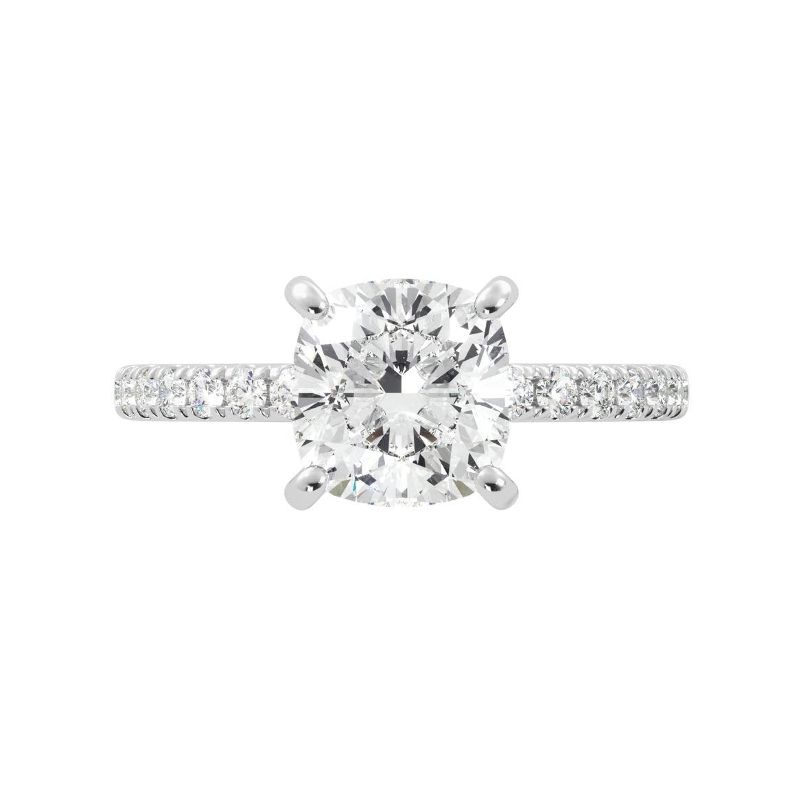 Cushion Cut Diamond Pavé Hidden Halo Engagement Ring - Balacia