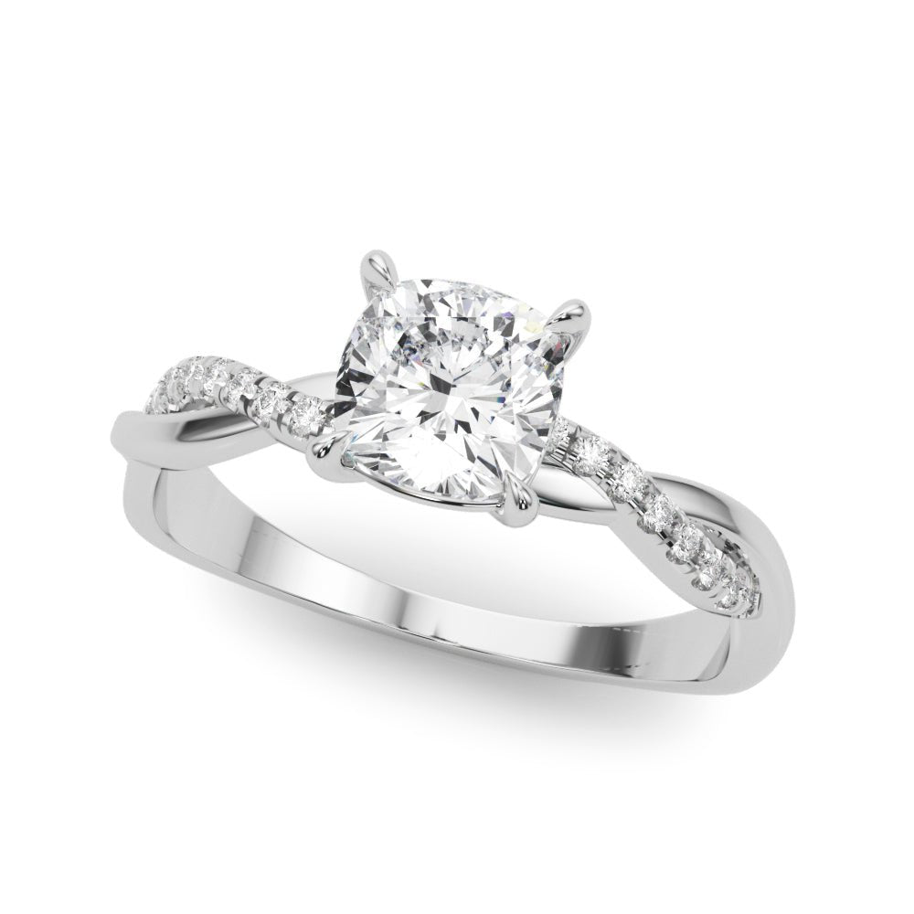 Cushion Cut Diamond Twist Engagement Ring