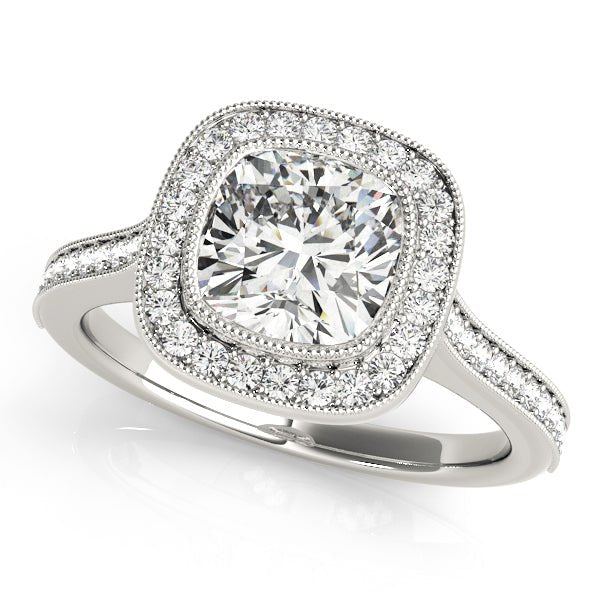 Cushion Cut Diamond Vintage Halo Engagement Ring