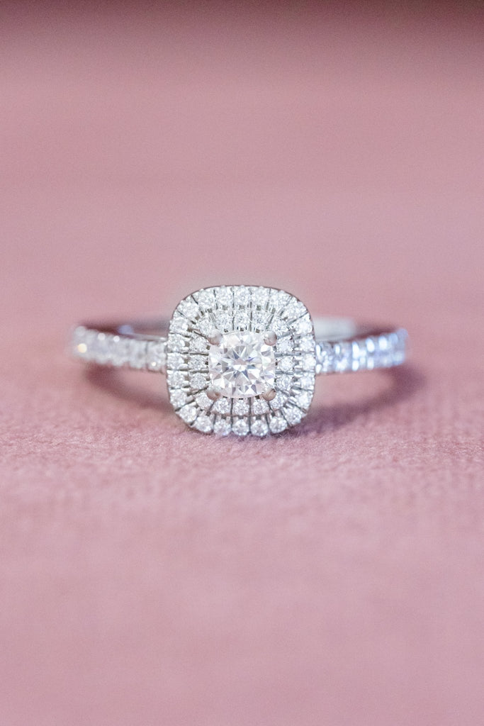 Cushion Cut Double Halo Natural Diamond Engagement Ring - Balacia