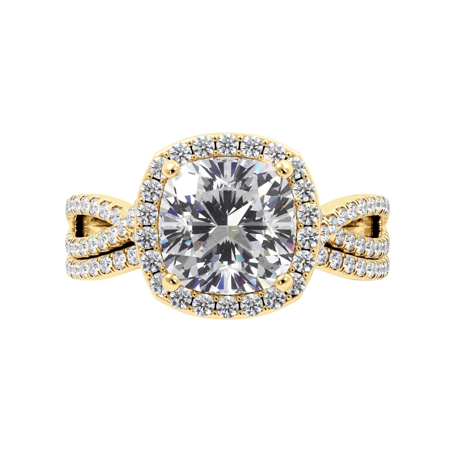 Cushion Cut Halo Twist Band Ring Set - Balacia