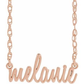 Custom Any Name 14K Script Nameplate 18&quot; Necklace - Balacia