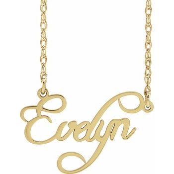 Custom Any Name 14K Script Nameplate 18" Necklace - Balacia