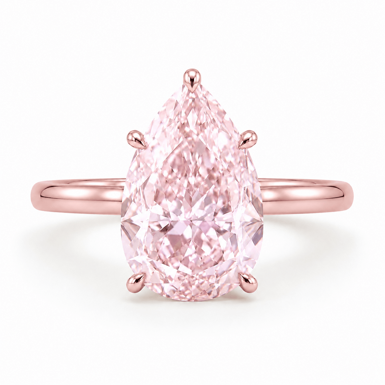 Pink Pear Diamond Solitaire Engagement Ring Rose Gold