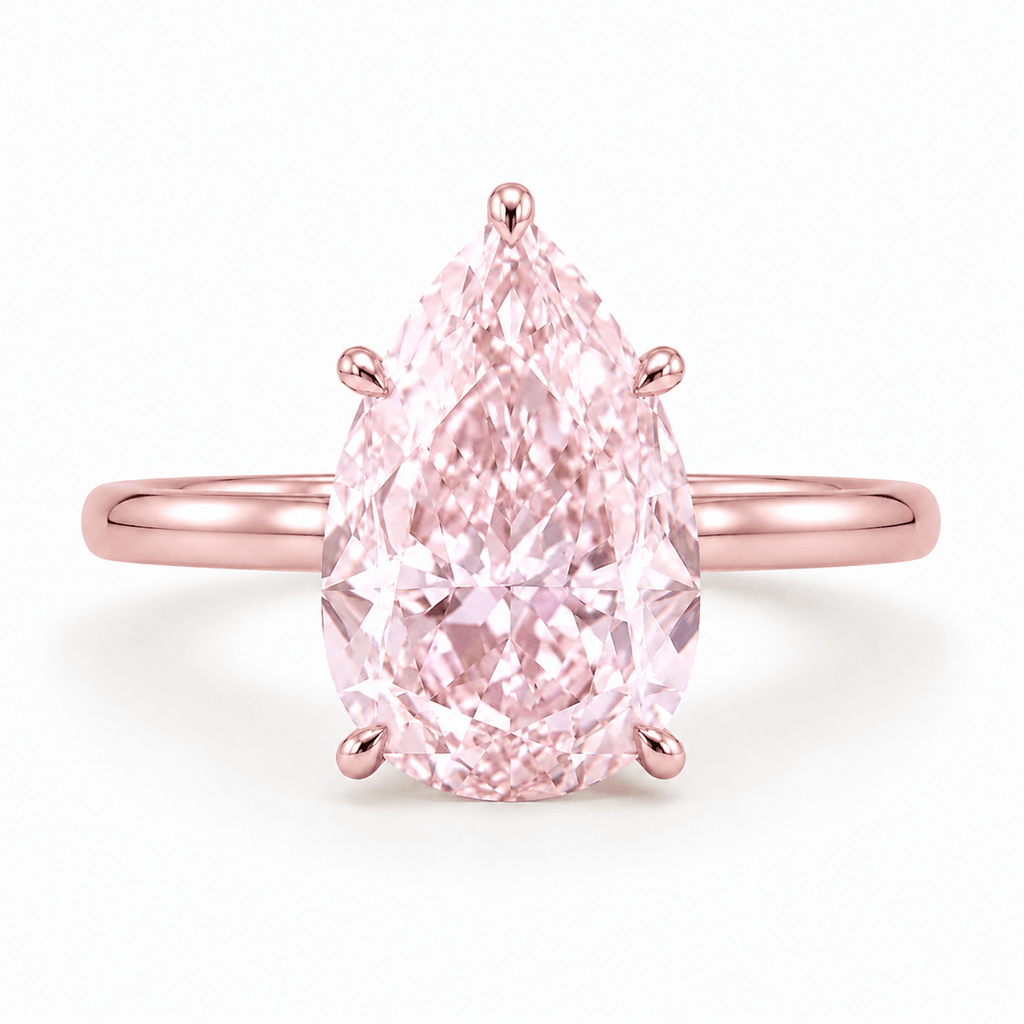 Pink Pear Diamond Solitaire Engagement Ring Rose Gold