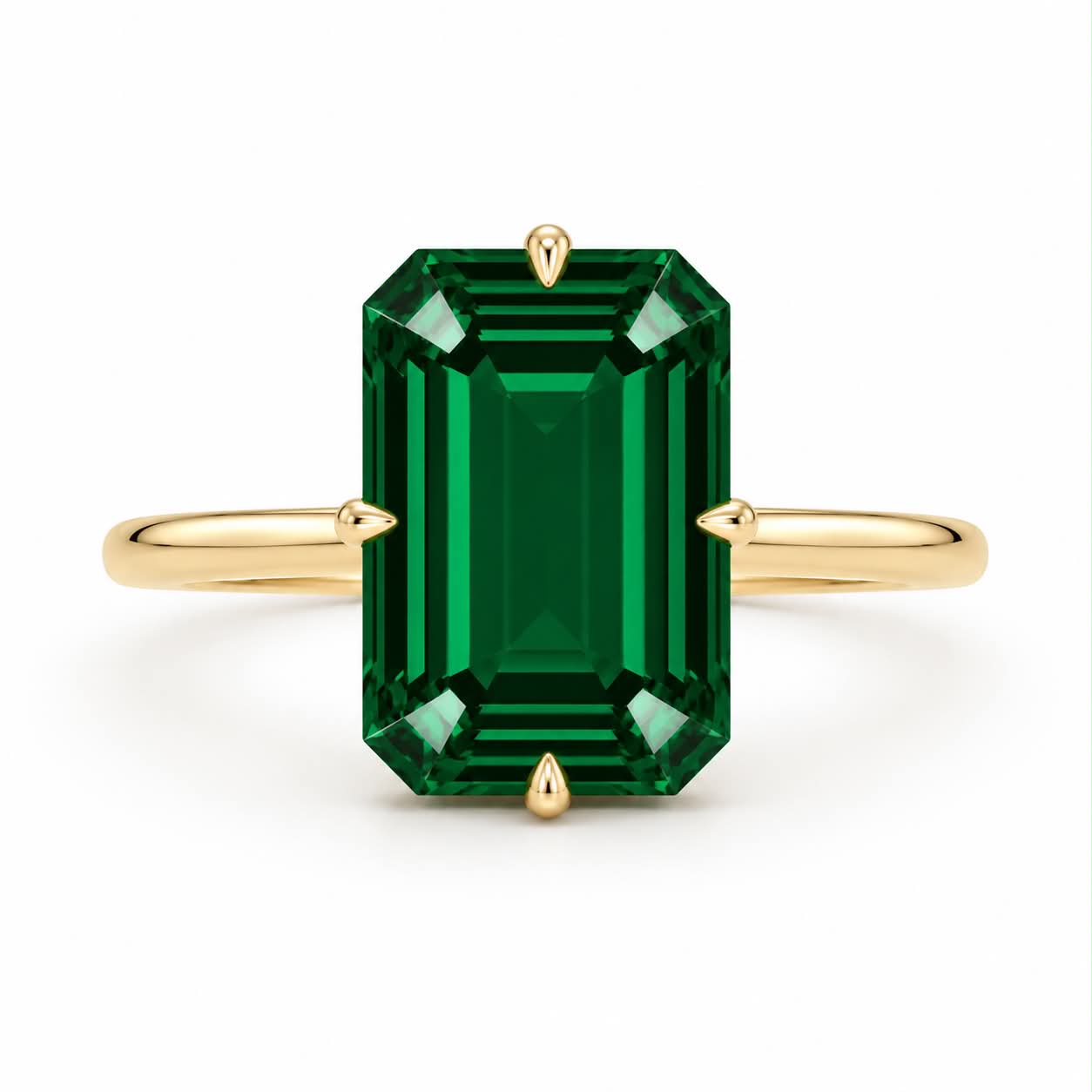 Emerald Green Lab Diamond Engagement Ring Yellow Gold