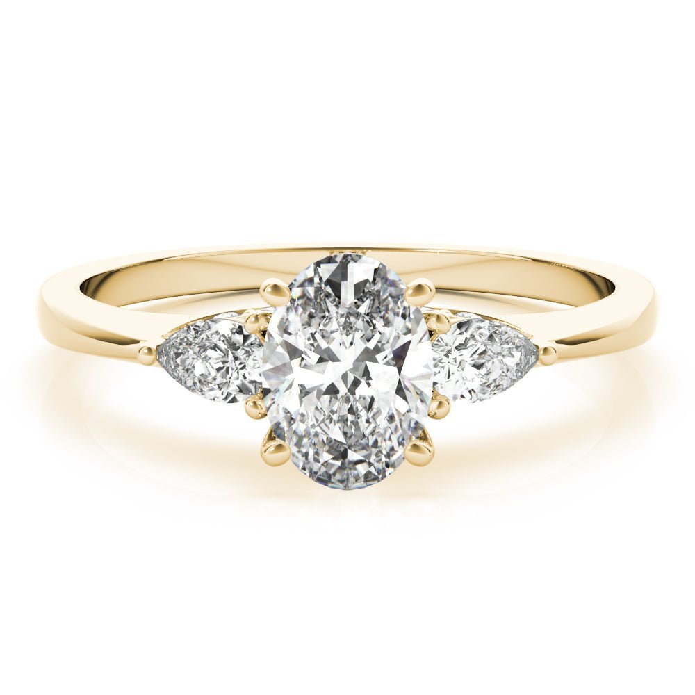 Oval Diamond with Pear Sides Yellow Gold Engagement Ring
