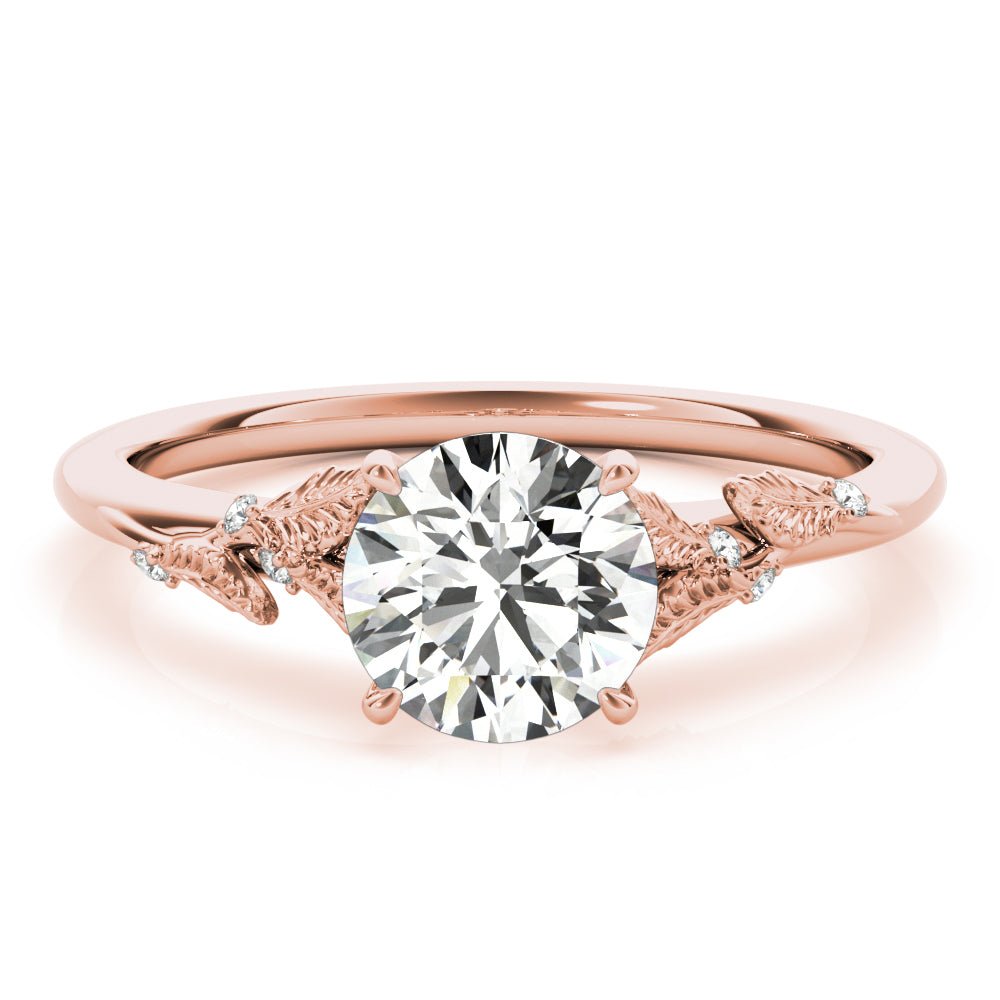 Round Leaves Rose Gold Engagement Ring