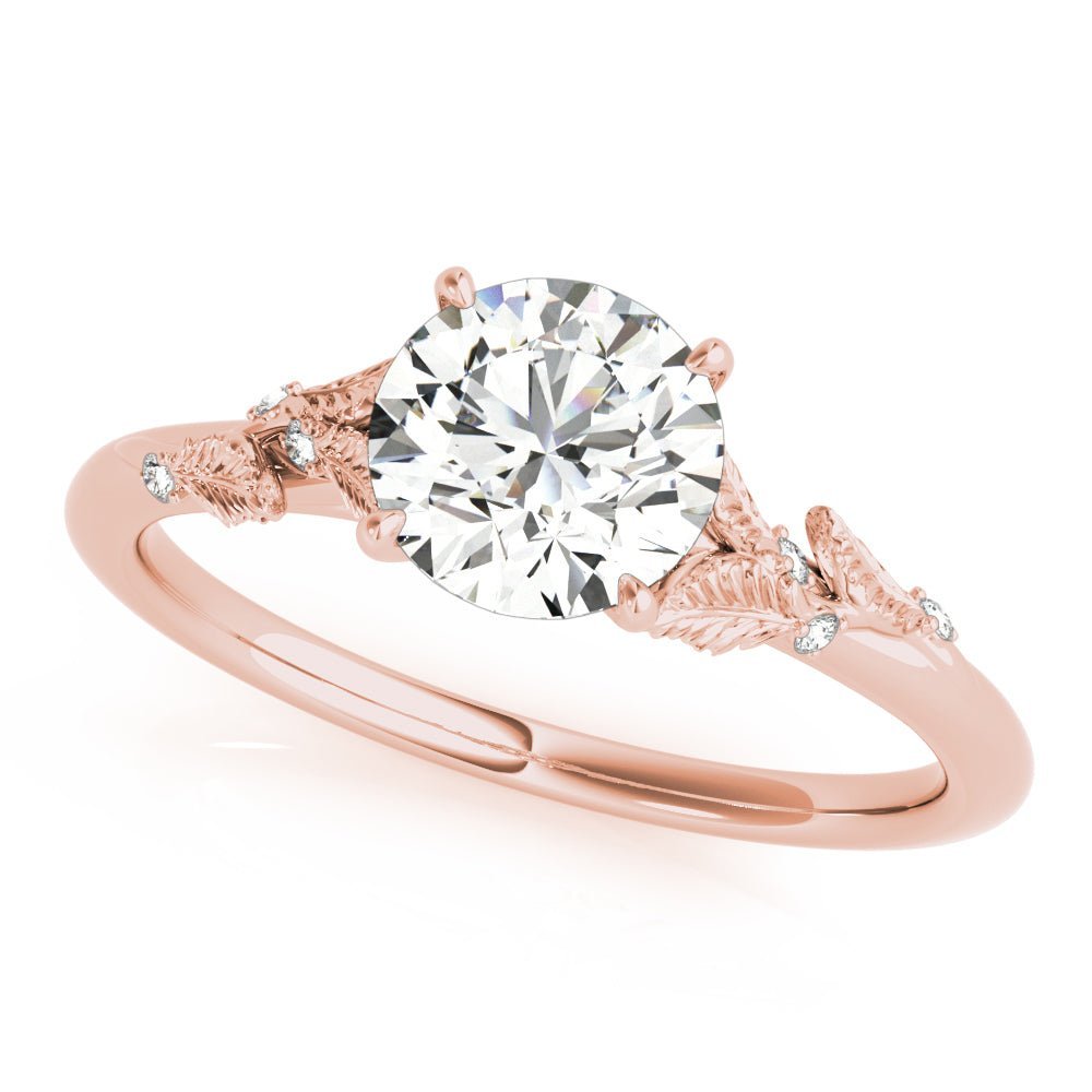 Rose Gold Round Leaves Engagement Ring