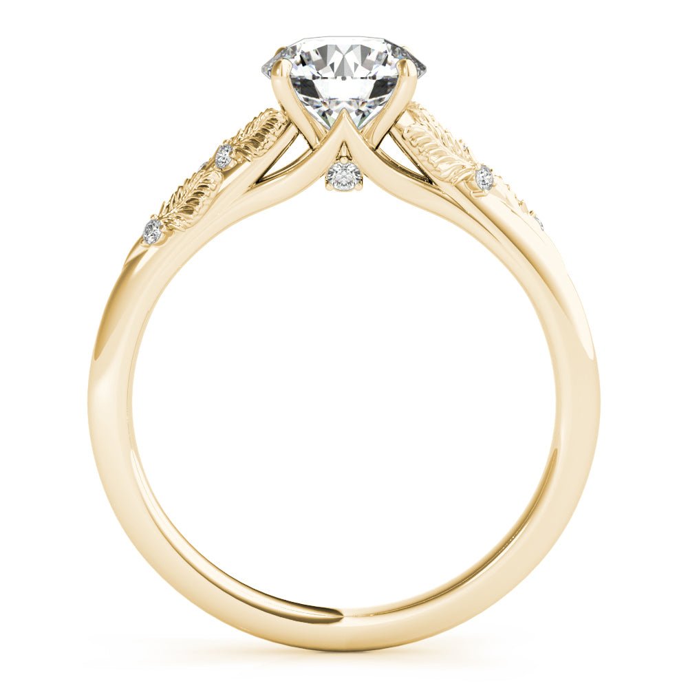 Round Leaves Yellow Gold Engagement Ring