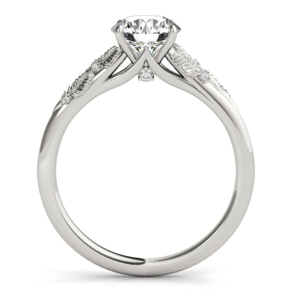 Round Leaves White Gold Engagement Ring Side