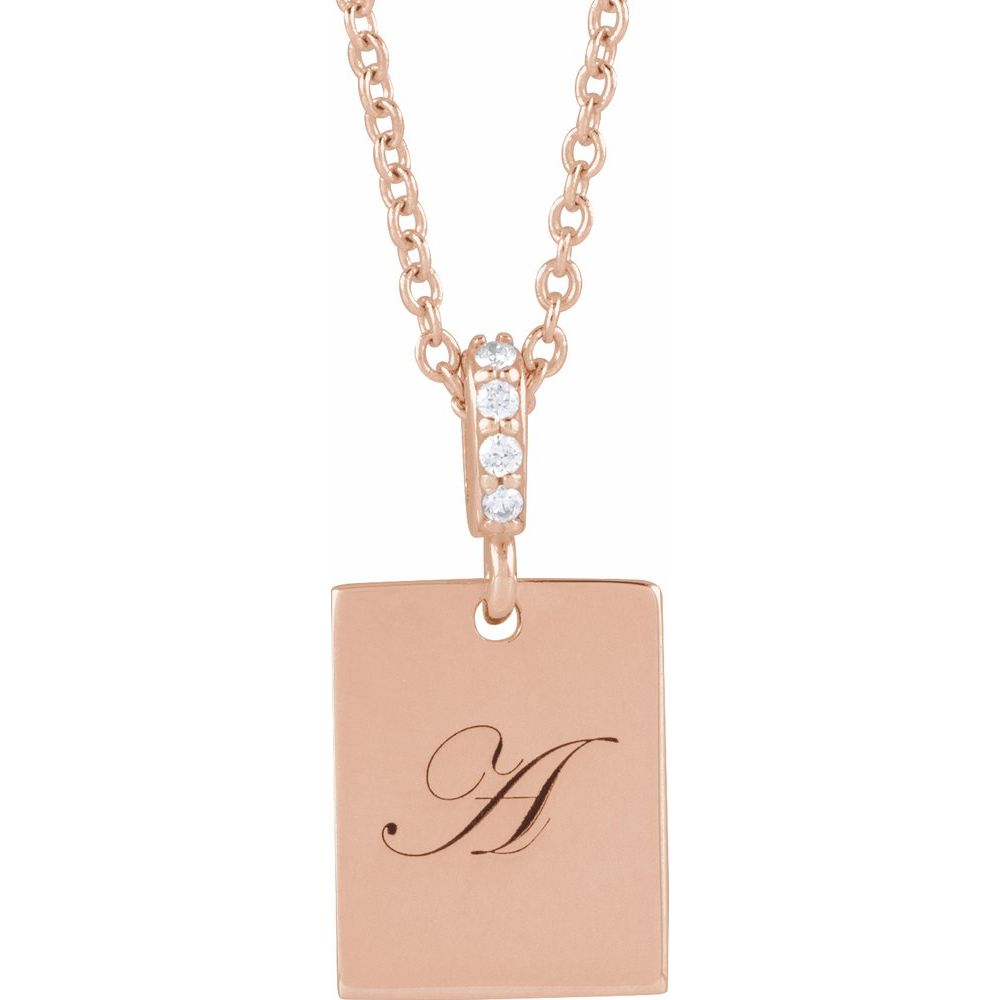 Diamond Bail Letter Initial Pendant Necklace - Balacia