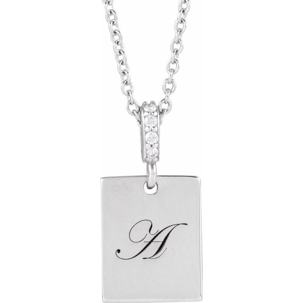 Diamond Bail Letter Initial Pendant Necklace - Balacia