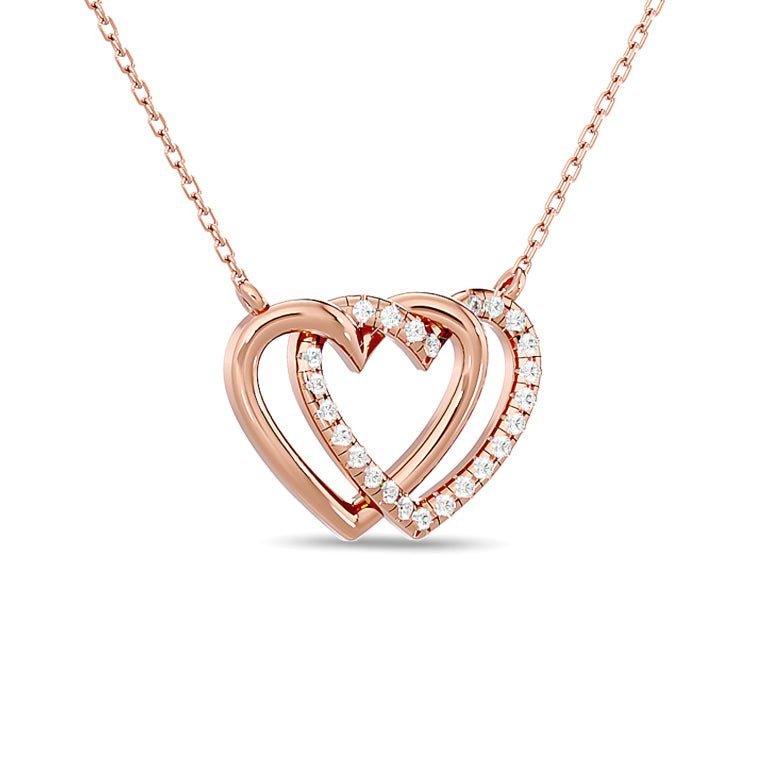 Diamond Duel Heart Fashion Necklace 1/8 CT TW In 10k Rose Gold - Balacia