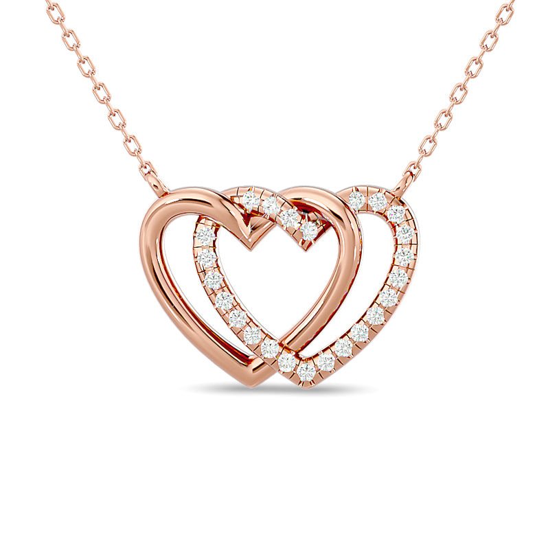 Diamond Duel Heart Fashion Necklace 1/8 CT TW In 10k Rose Gold - Balacia