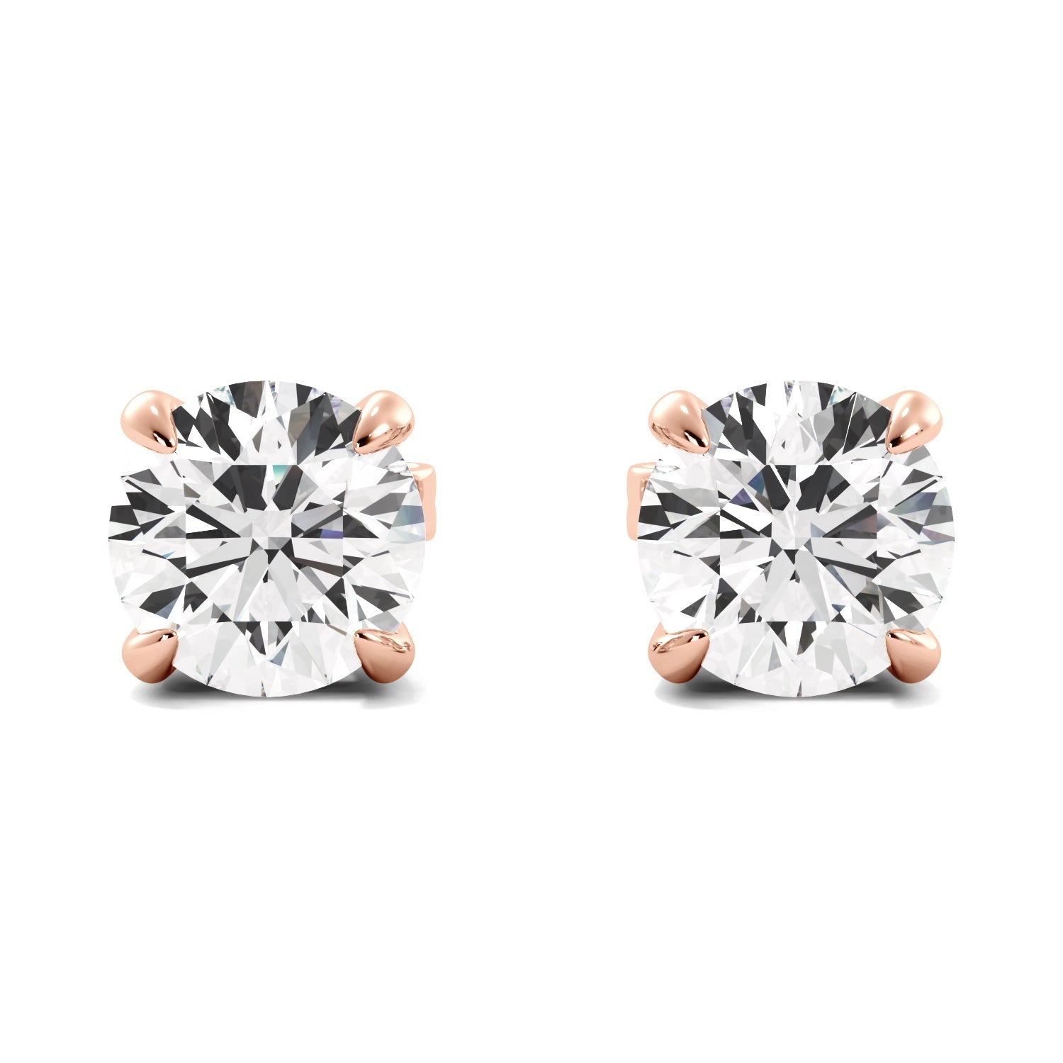 lab diamond stud earrings 18k rose gold