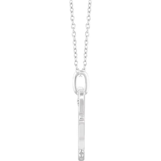 Diamond Key Pendant Necklace Sterling Silver Side