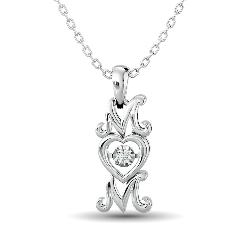 Diamond Shimmering Mom Pendant Sterling Silver - Balacia