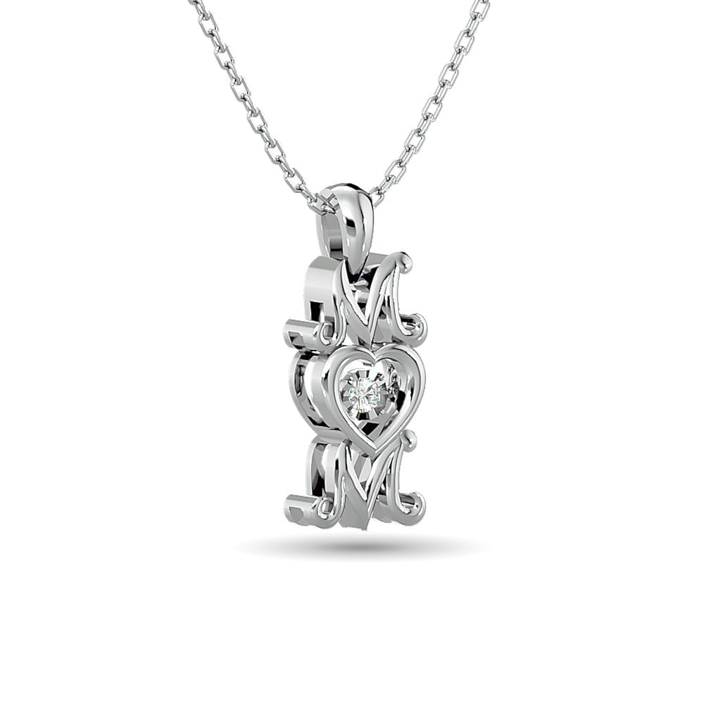 Diamond Shimmering Mom Pendant Sterling Silver - Balacia