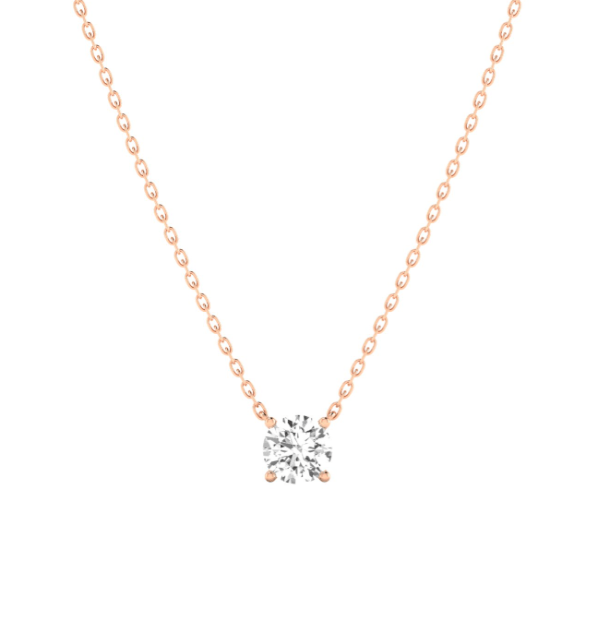 Rose gold necklace with a diamond pendant 