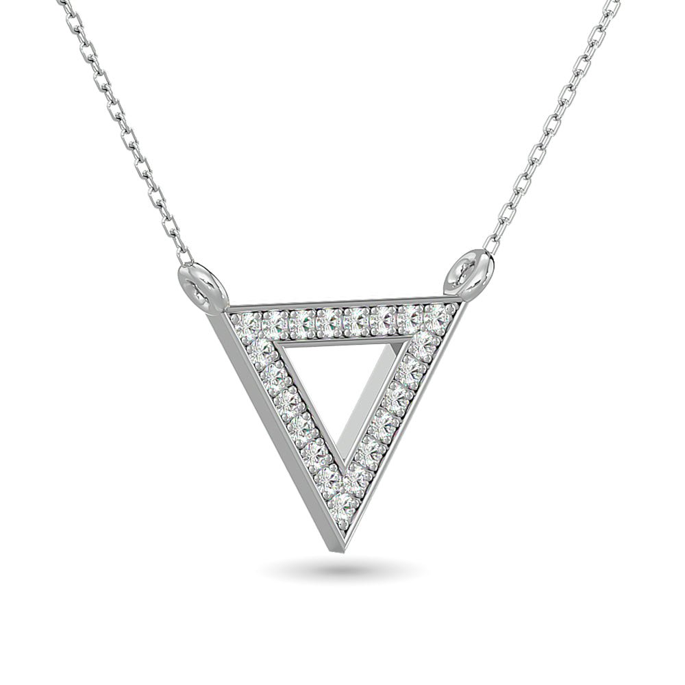 Diamond Triangle Pendant 1/10 CT TW in 10k White Gold - Balacia