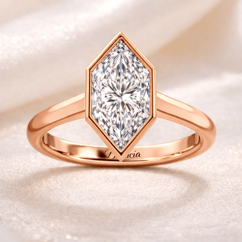 unique bezel engagement ring hexagon 