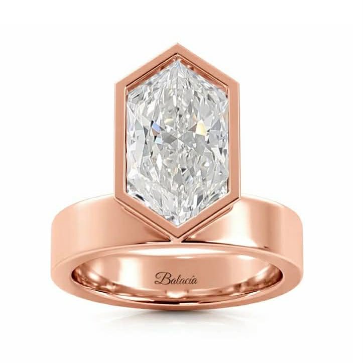 Rose Gold Dutch Marquise Diamond Elongated Hexagon Bezel Ring
