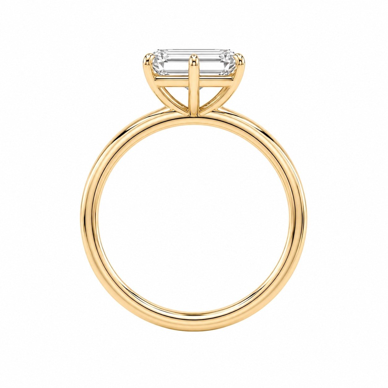 Dutch Marquise Step Cut Hexagon Diamond Yellow Gold Engagement Ring Side