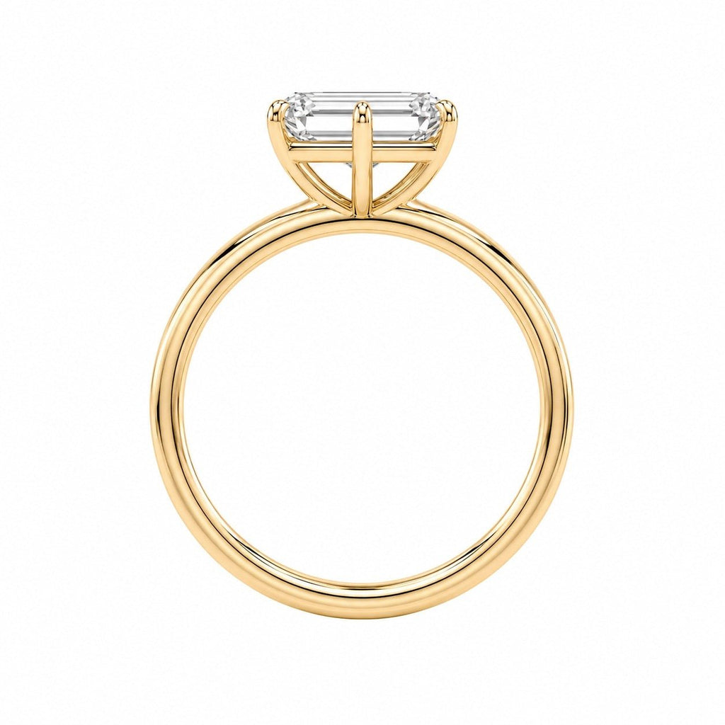 Dutch Marquise Step Cut Hexagon Diamond Yellow Gold Engagement Ring Side
