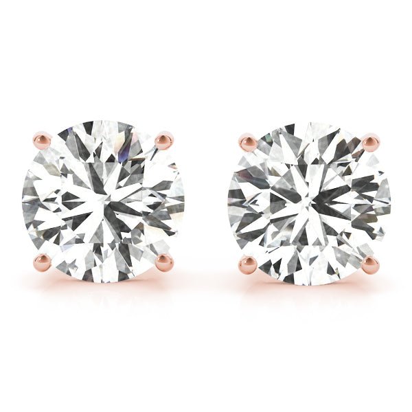 Earth Mined Round Diamond Studs Round 18k Earrings - Balacia