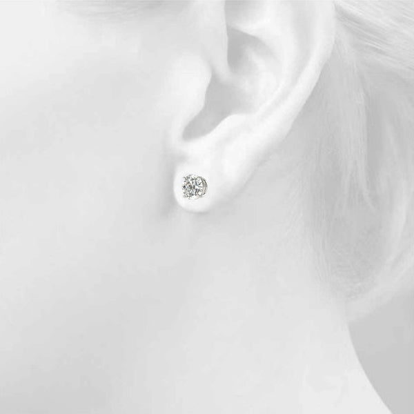 Earth Mined Round Diamond Studs Round 18k Earrings - Balacia