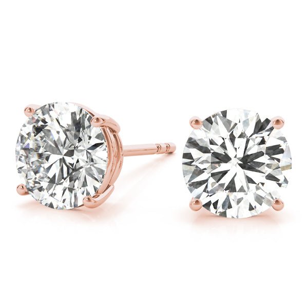 Earth Mined Round Diamond Studs Round 18k Earrings - Balacia