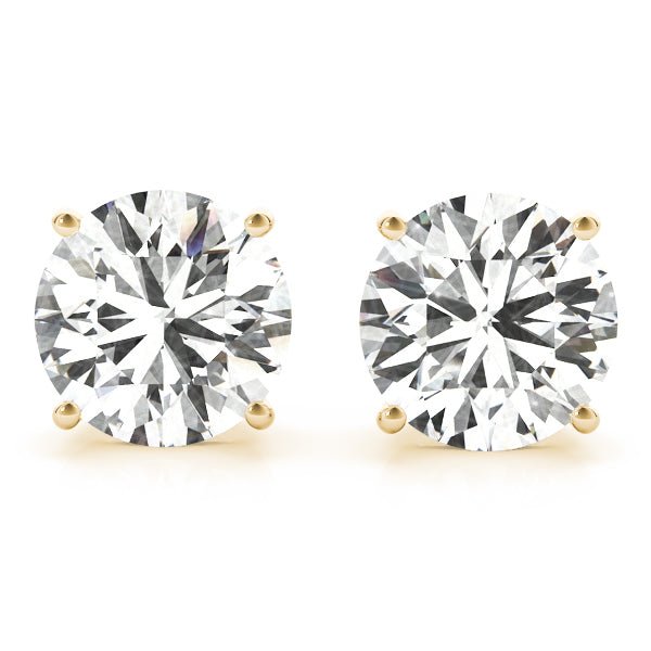 Earth Mined Round Diamond Studs Round 18k Earrings - Balacia