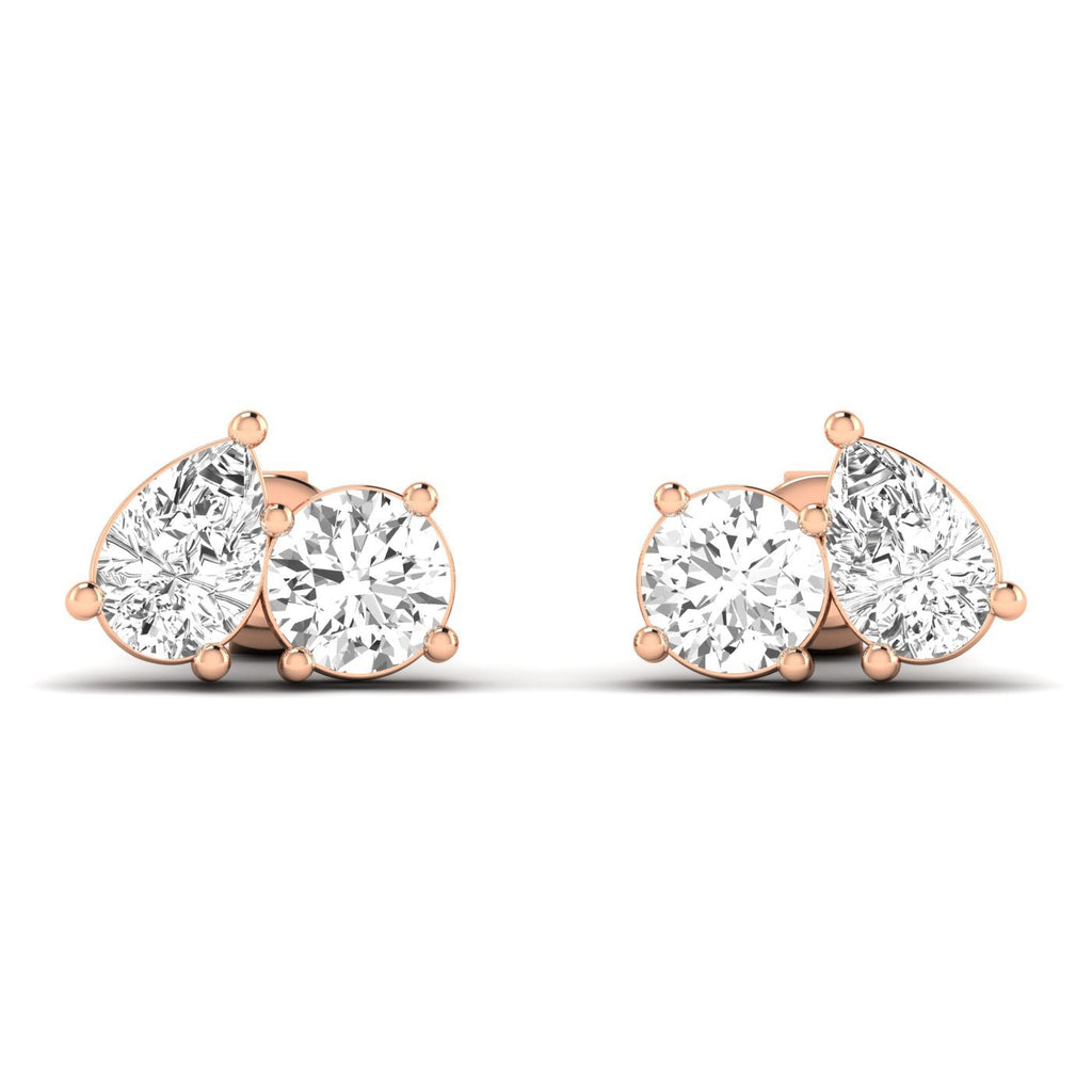 Elegant Round & Pear Diamond Toi et Moi Earrings - Balacia