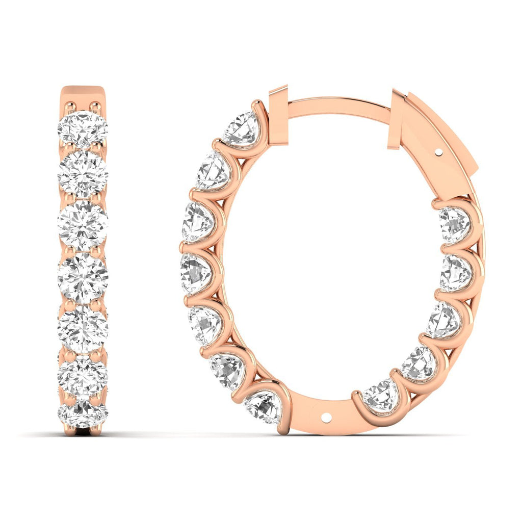 Elegant Shared Prong Diamond Hoop Earrings - Balacia