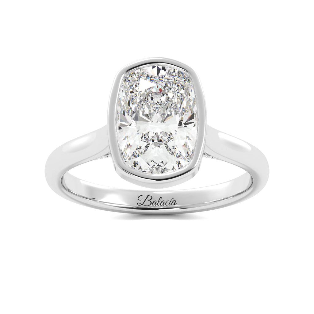 Elongated Cushion Bezel Floral Filigree Engagement Ring