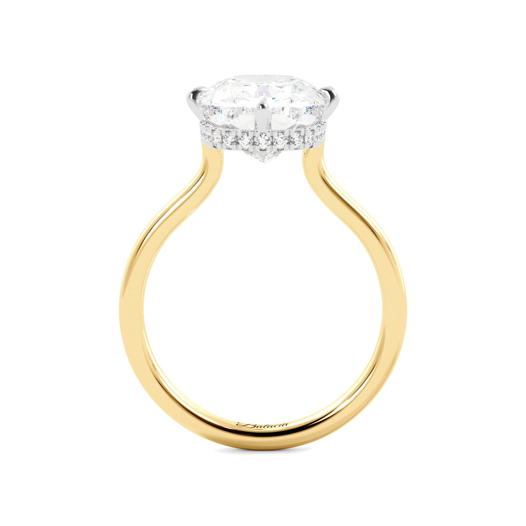 Gold Elongated Cushion-Cut Diamond Engagement Ring with Hidden Halo Side View 2