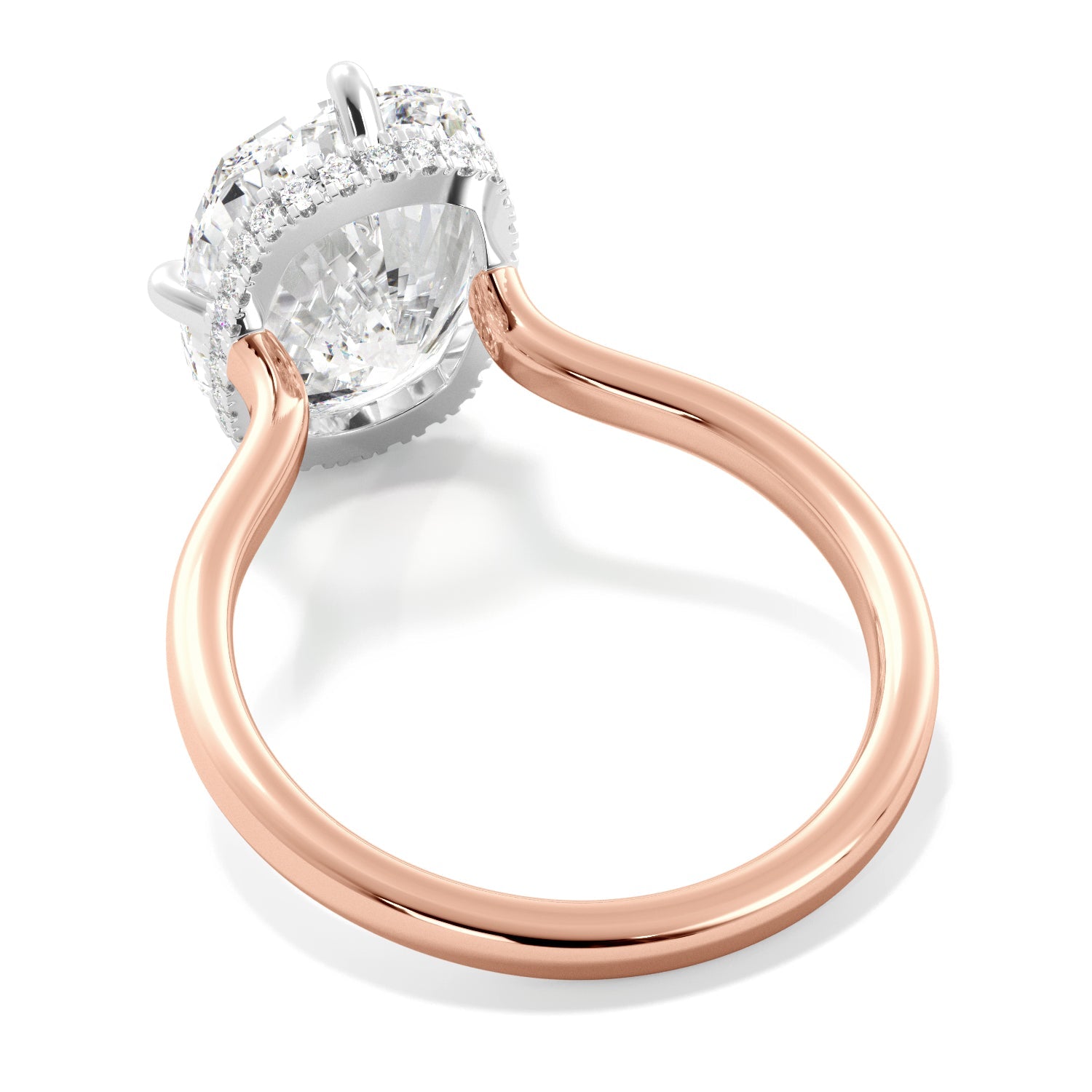 Rose Gold Elongated Cushion-Cut Diamond Engagement Ring with Hidden Halo Side 2