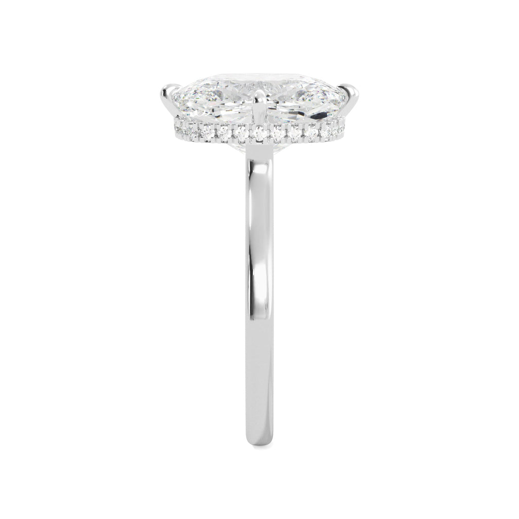 Elongated Cushion-Cut Diamond Engagement Ring with Hidden Halo Side 3