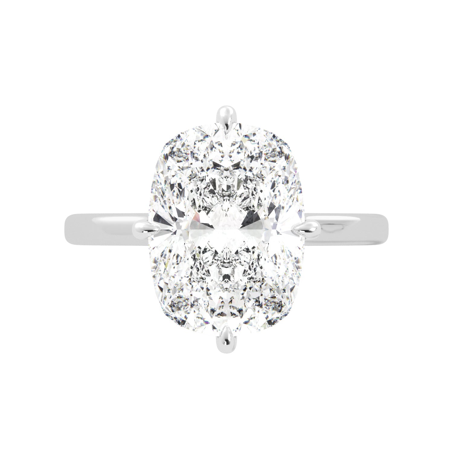 Elongated Cushion-Cut Diamond Engagement Ring with Hidden Halo Top View