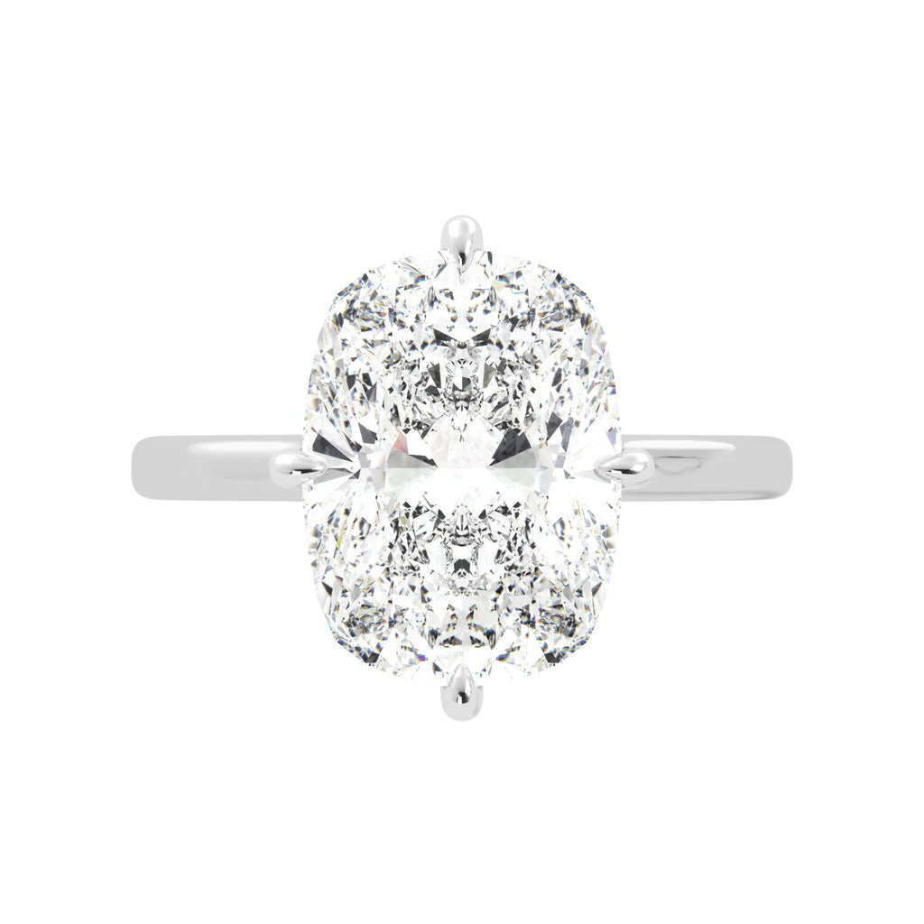 Elongated Cushion-Cut Diamond Engagement Ring with Hidden Halo Top View