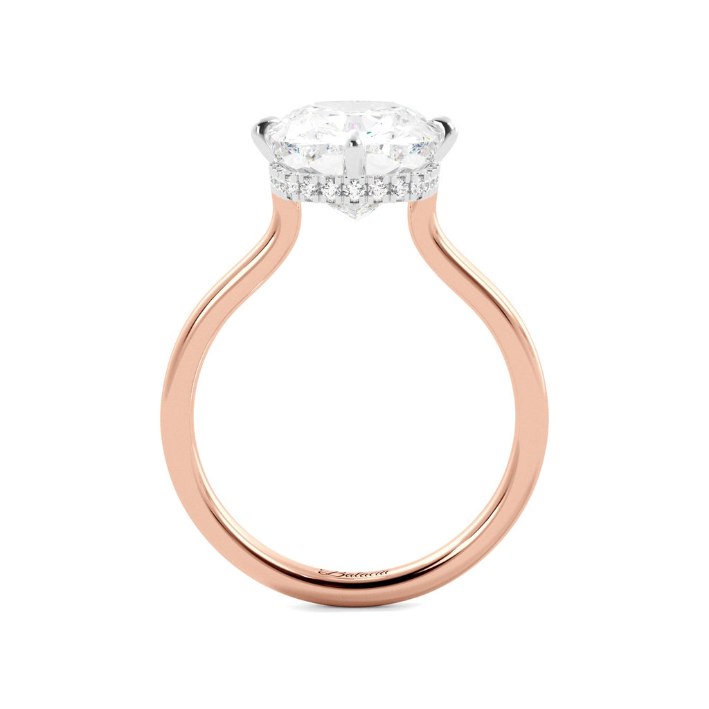Rose Gold Elongated Cushion-Cut Diamond Engagement Ring with Hidden Halo Side View