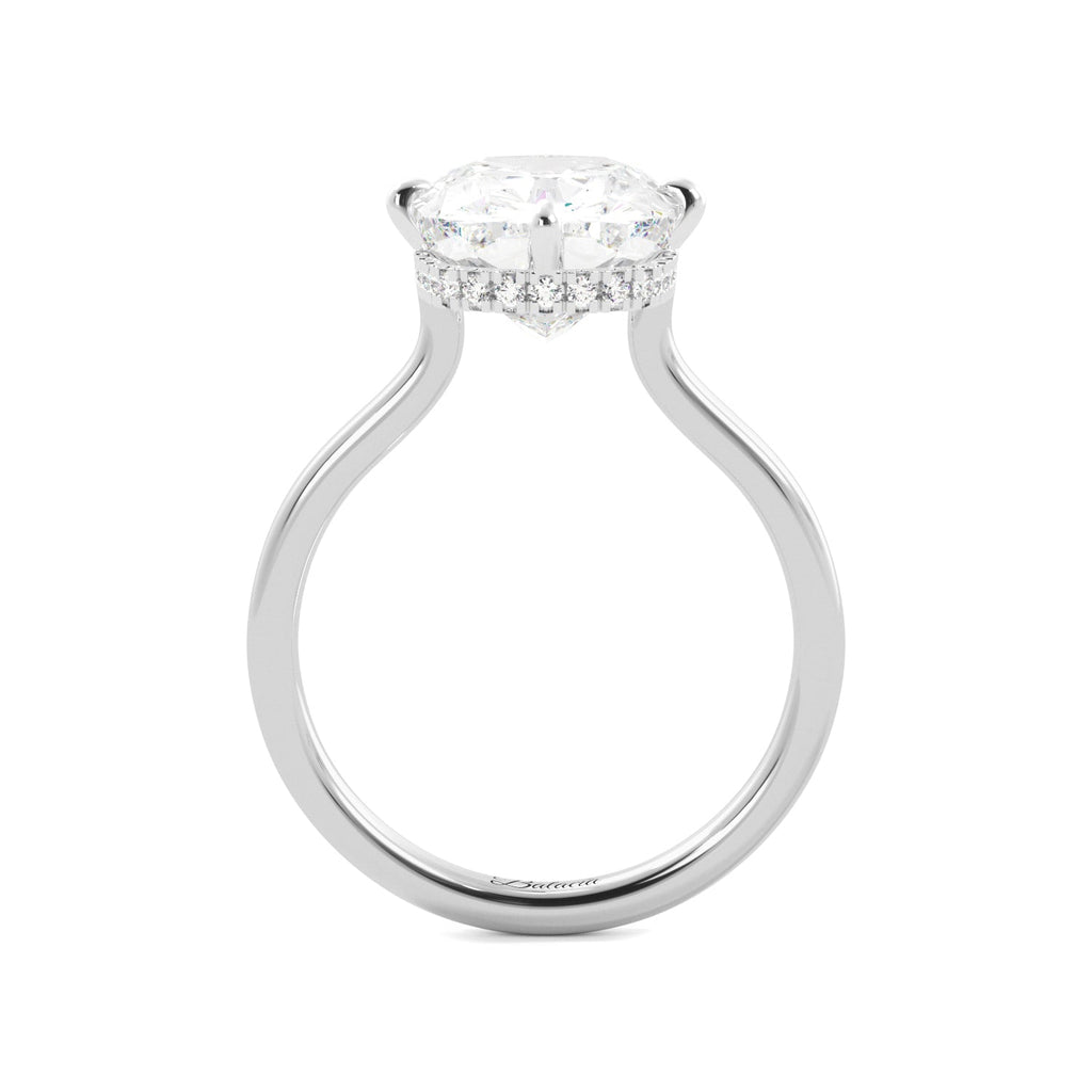 Elongated Cushion-Cut Diamond Engagement Ring with Hidden Halo Side View 2