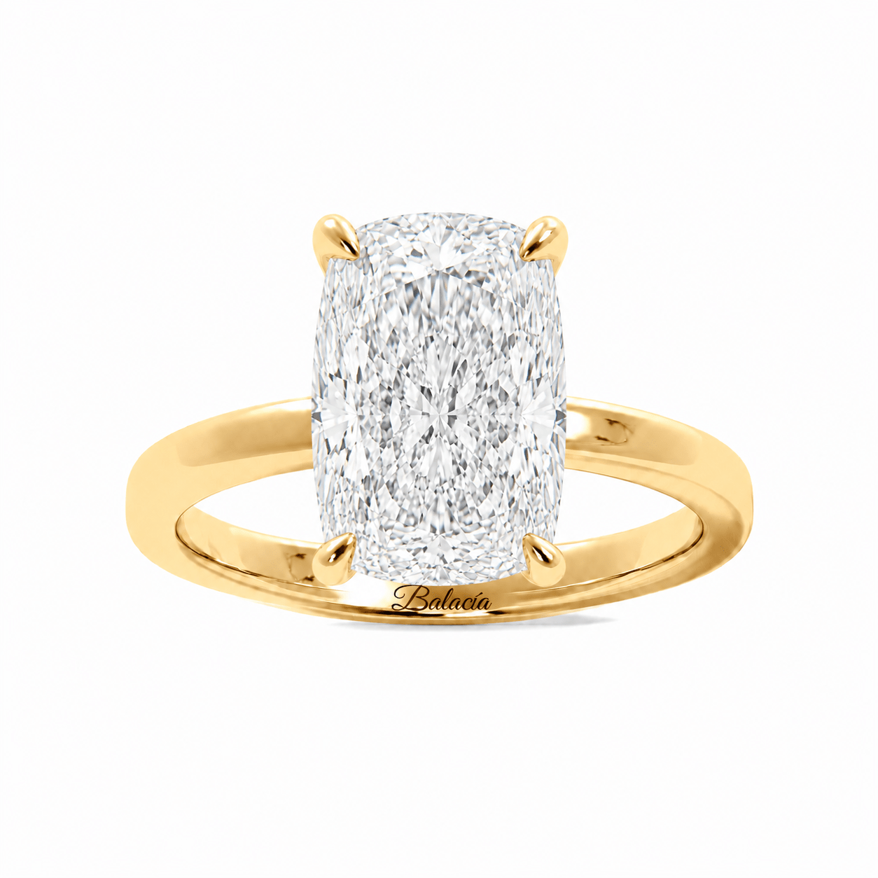 elongated cushion cut crushed ice diamond ring gold