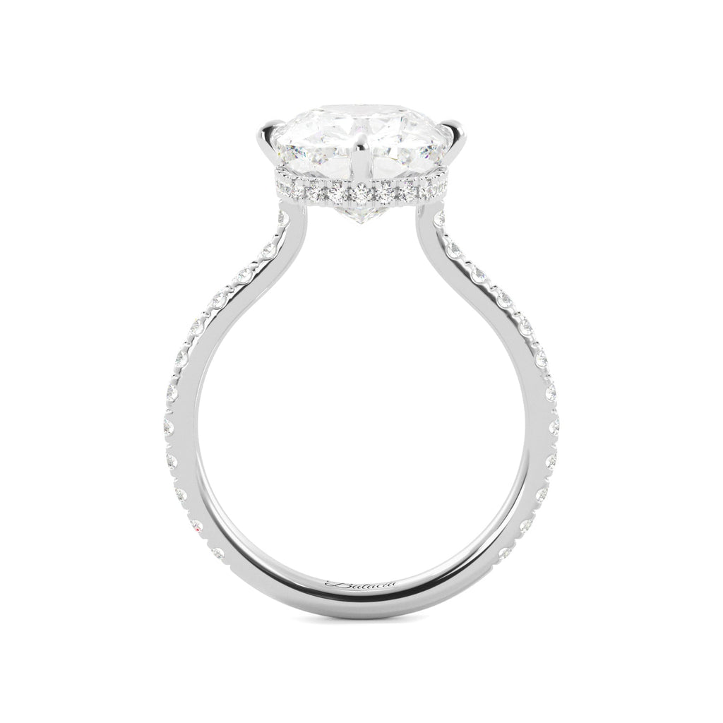 Elongated Cushion Cut Pave Diamond Engagement Ring Side View