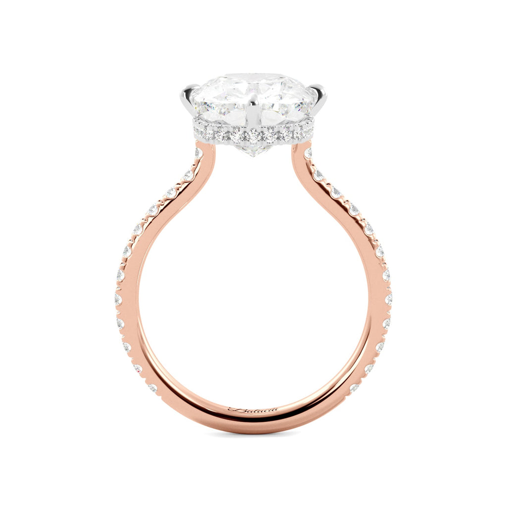 Rose Gold Elongated Cushion-Cut Pave Diamond Engagement Ring Side