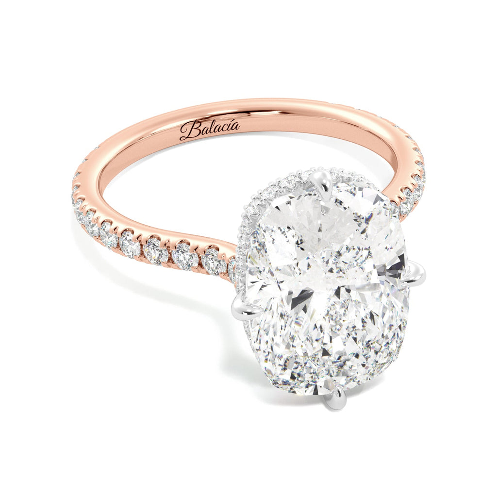 Rose Gold Elongated Cushion-Cut Pave Diamond Engagement Ring