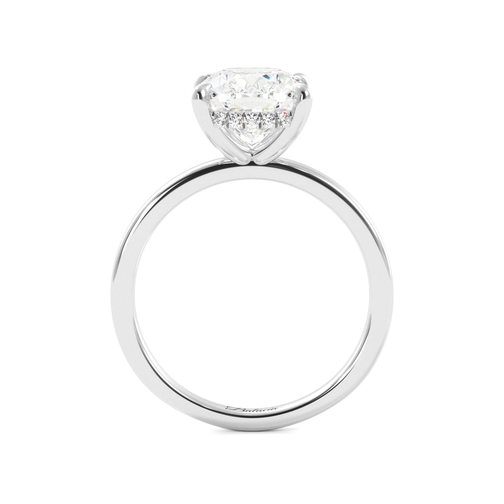 Elongated Cushion Cut Solitaire with Hidden Halo Engagement Ring - Balacia