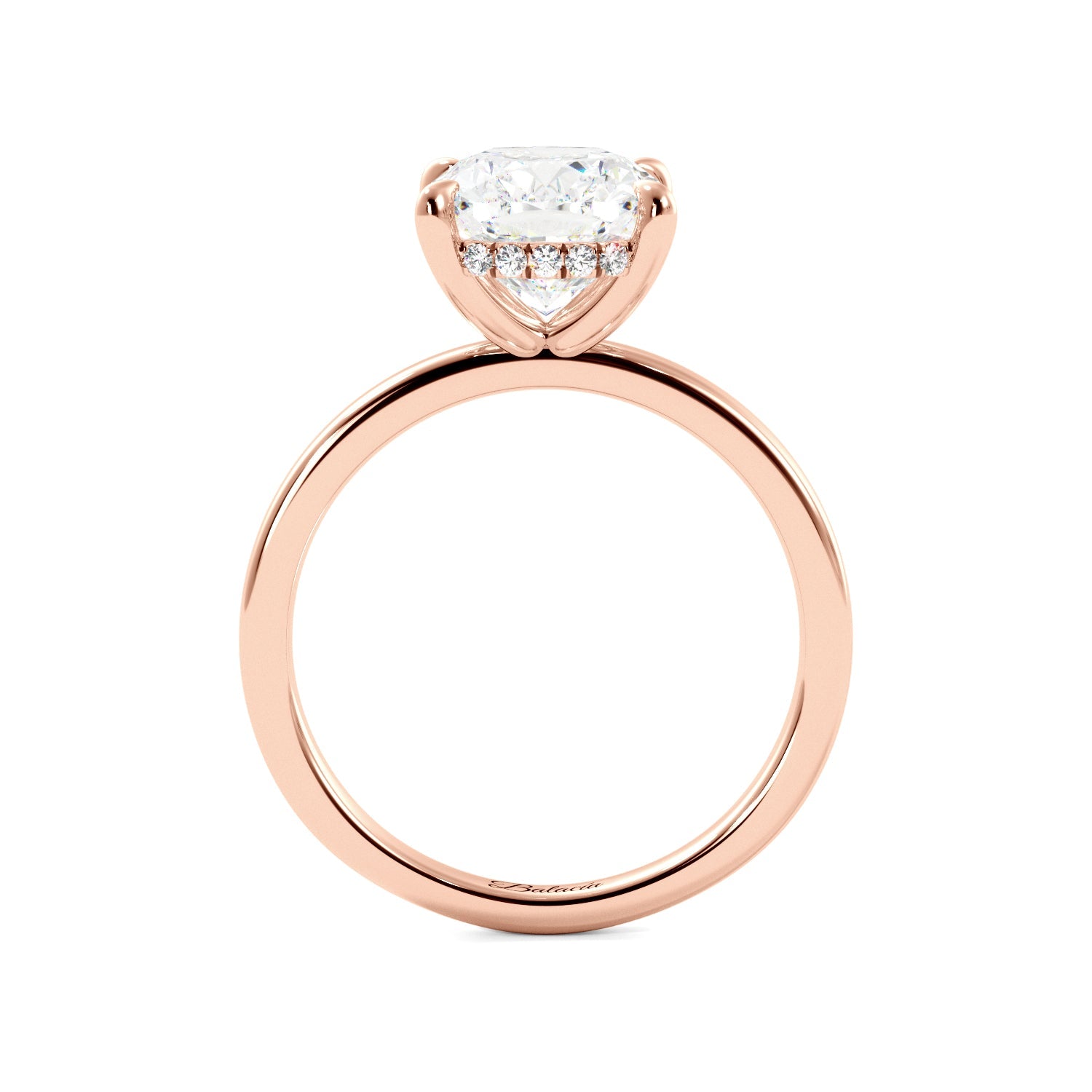 Elongated Cushion Cut Solitaire with Hidden Halo Engagement Ring - Balacia